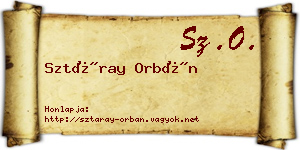 Sztáray Orbán névjegykártya